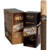 Black and Mild Wood Tip Cigars display box, 5-cigar pack, and a single wood tip pipe tobacco cigar standing upright.