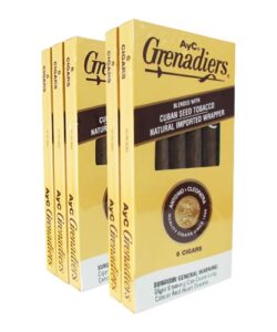 Packs of AyC Grenadiers cigars blended with Cuban seed tobacco
