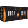 Black carton of Body Shot Whiskey Filtered Cigars with an orange drop graphic, labeled 10 packs of 20 cigars.