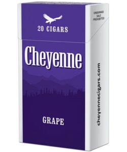 Purple pack of Cheyenne Grape Filtered Cigars displaying eagle logo, mountain graphic, and 20 cigars text.