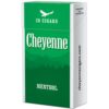 Green and white pack of Cheyenne Menthol Filtered Cigars featuring an eagle logo and mountain graphics.