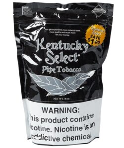 16 oz bag of Kentucky Select Pipe Tobacco in black foil packaging
