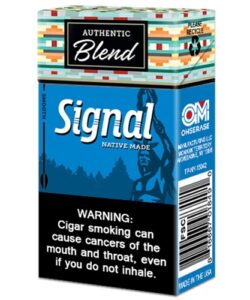 Signal Smooth Light Filtered Cigars blue pack featuring a geometric patterned lid and Native Made graphics.