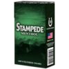 Green pack of Stampede Menthol 100's Filtered Cigars featuring horse silhouettes and white product branding.