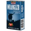 Blue pack of Wrangler Light 100s Filtered Cigars with a steer silhouette and Made in USA logo.