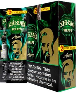 Box and individual pouches of Zig-Zag Apple flavored cigar wraps