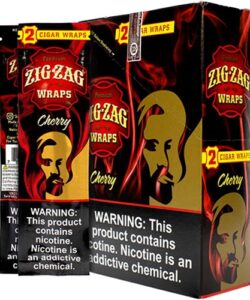 Zig-Zag Premium Cherry Cigar Wraps individual pouches and display box