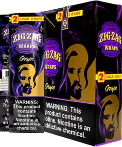 Zig-Zag Premium Grape Cigar Wraps display box and individual pouch