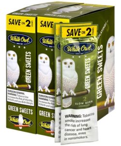 White Owl Green Sweet Cigarillos, box of 30 foil pouches of 2