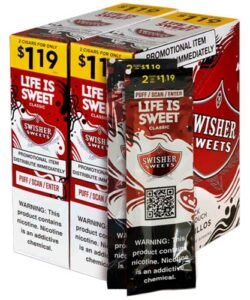 Swisher Sweets Original Sweet Cigarillos, box of 30 foil pouches of 2