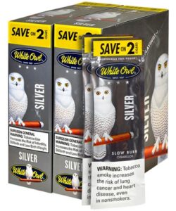 White Owl Silver Cigarillos, box of 30 foil pouches of 2