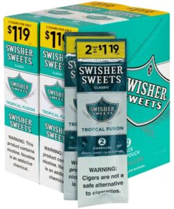 Swisher Sweets Tropical Fusion Cigarillos, box of 30 foil pouches of 2