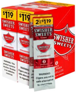 Swisher Sweets Strawberry Cigarillos, box of 30 foil pouches of 2