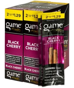 Game Black Cherry Cigarillos, box of 30 foil pouches of 2