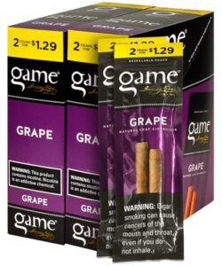 Game Grape Cigarillos, box of 30 foil pouches of 2