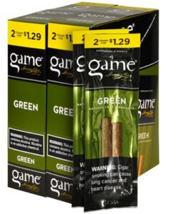Game Green Cigarillos, box of 30 foil pouches of 2