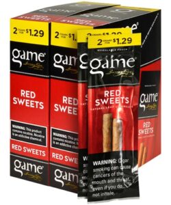 Game Red Cigarillos, box of 30 foil pouches of 2