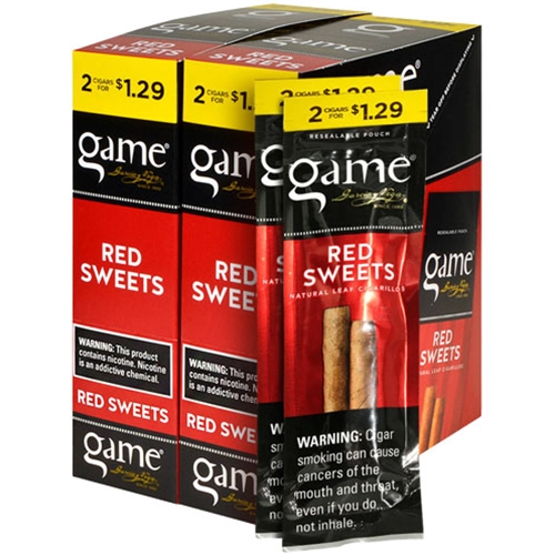 game_red_cigarillos_box_of_60 Game Red Cigarillos, box of 30 foil pouches of 2