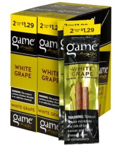 Game White Grape Cigarillos, box of 30 foil pouches of 2