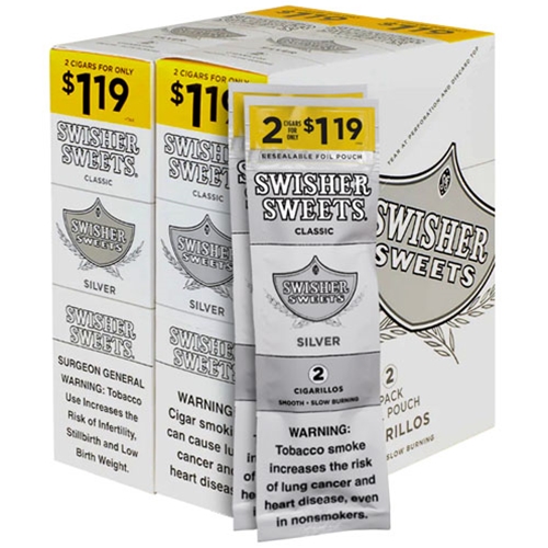 swisher_sweets_silver_cigarillos_box_of_60 Swisher Sweets Silver Cigarillos, box of 30 foil pouches of 2
