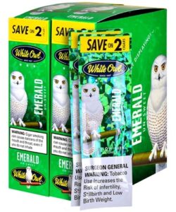 White Owl Emerald Cigarillos, box of 30 foil pouches of 2