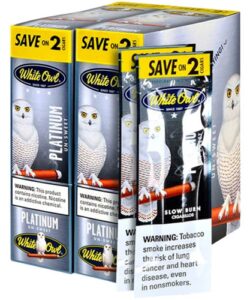 White Owl Platinum Cigarillos, box of 30 foil pouches of 2