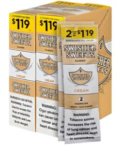 Swisher Sweets Cream Cigarillos, box of 30 foil pouches of 2