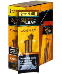 Game Leaf Cognac Cigarillos, box of 15 foil pouches of 2