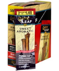 Game Leaf Sweet Aromatic Cigarillos, box of 15 foil pouches of 2
