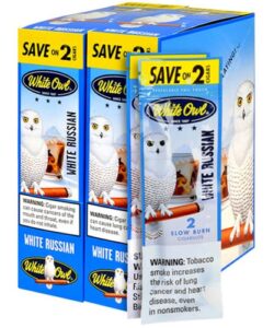 White Owl White Russian Cigarillos, box of 30 foil pouches of 2