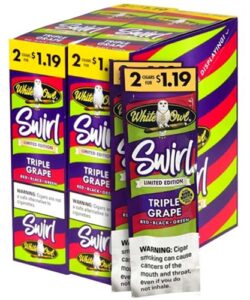 White Owl Triple Grape Cigarillos, box of 30 foil pouches of 2