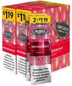 Swisher Sweets Peppermint Cigarillos, box of 30 foil pouches of 2
