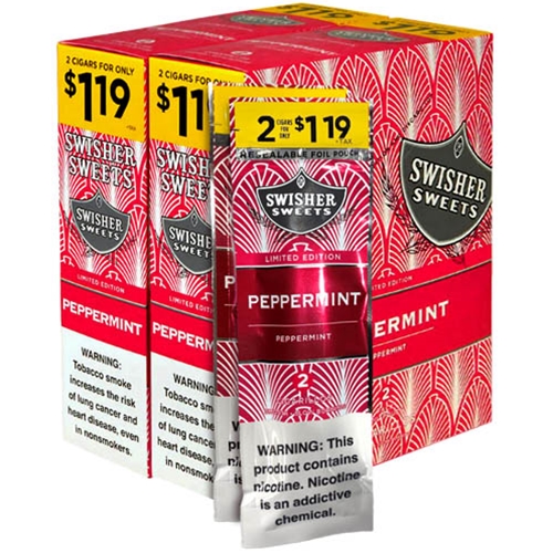swisher_sweets_peppermint_cigarillos Swisher Sweets Peppermint Cigarillos, box of 30 foil pouches of 2