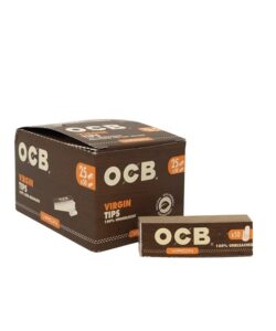OCB Flat Papers with Tips, Virgin Unbleached