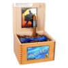 Open wooden box of Acid Blondie cigars featuring a bundle tied with a blue ribbon and one cigar standing upright.
