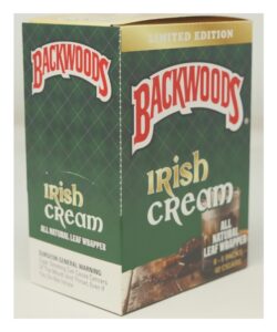 Box of Backwoods Limited Edition Irish Cream cigars containing 8 five-packs