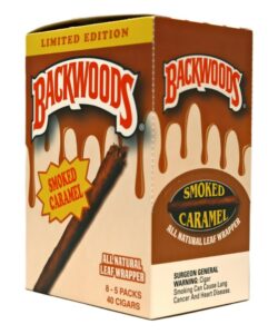 Backwoods Limited Edition Smoked Caramel cigars box containing eight 5-packs, 40 cigars total