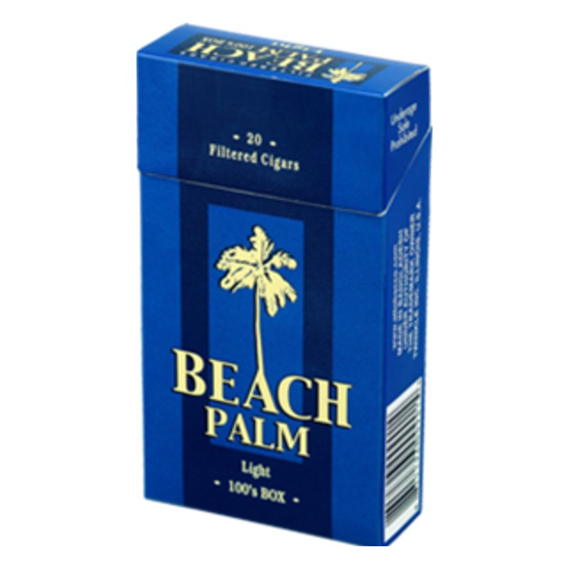 beach_palm_light_filtered_cigars Blue pack of Beach Palm Light 100's filtered cigars