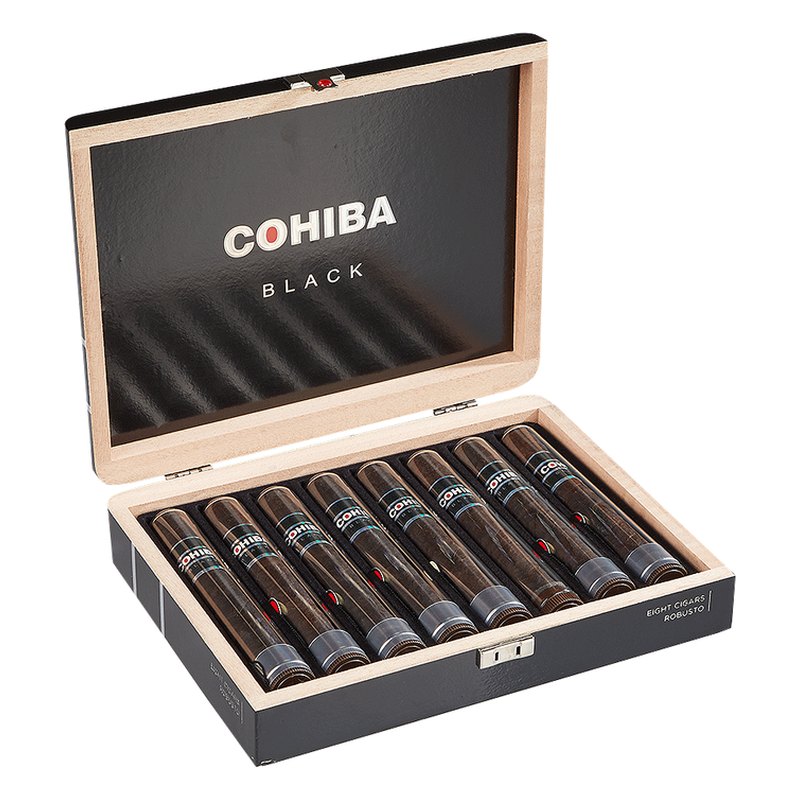 cohiba-black-robusto-crystal-tubo-cigars-4xa-pm-1014 Cohiba Black Robusto (Crystal Tubo) cigars, box of 8