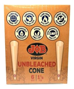 Job Virgin Unbleached Cones, 1 1/4, Box of 192