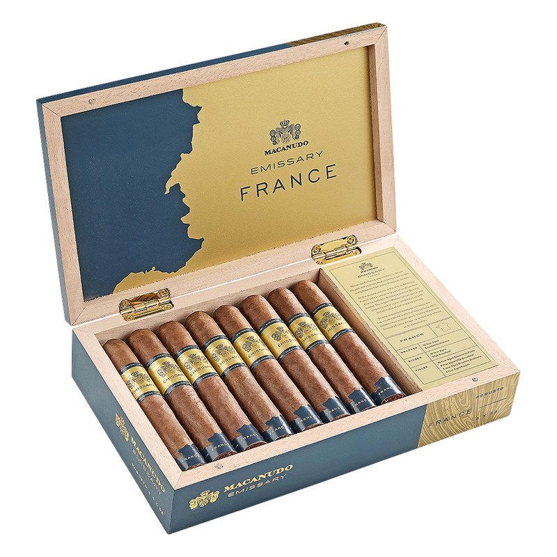 macanudo-emissary-france-robusto-cigars-me4-pm-1000-open Macanudo Emissary France Robusto cigars, box of 16