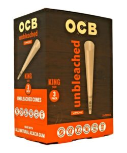 OCB Virgin Unbleached Cones, King Size, 24 Packs of 3