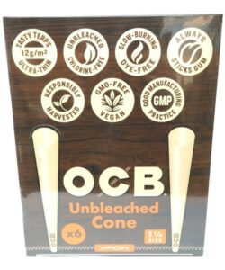 OCB Virgin Unbleached Cones, King Size, 32 Packs of 3
