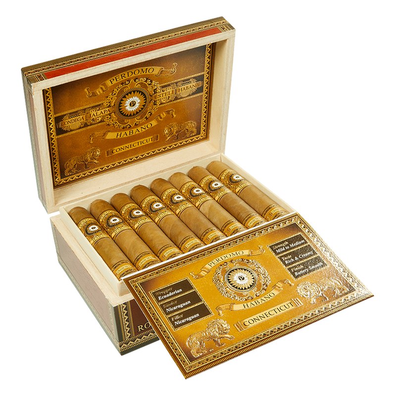 perdomo-habano-bourbon-barrel-aged-connecticut-robusto-cigars-wgl-pm-1008-open Perdomo Habano Bourbon Barrel-Aged Connecticut Robusto cigars, box of 24