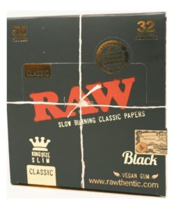 RAW Black Rolling Papers, King Size Slim, Box of 50
