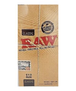RAW Classic Rolling Papers, 1 1/2, Box of 25