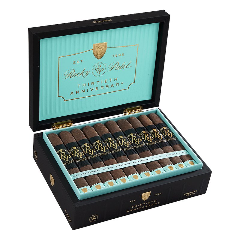 rocky-patel-thirtieth-anniversary-robusto-cigars-30r-pm-1009-open Rocky Patel Thirtieth Anniversary Robusto cigars, box of 20