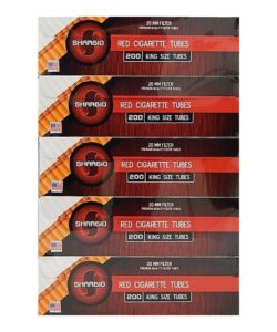Shargio Filter Tubes, Red (Full Flavor) King Size, 5 Boxes of 200