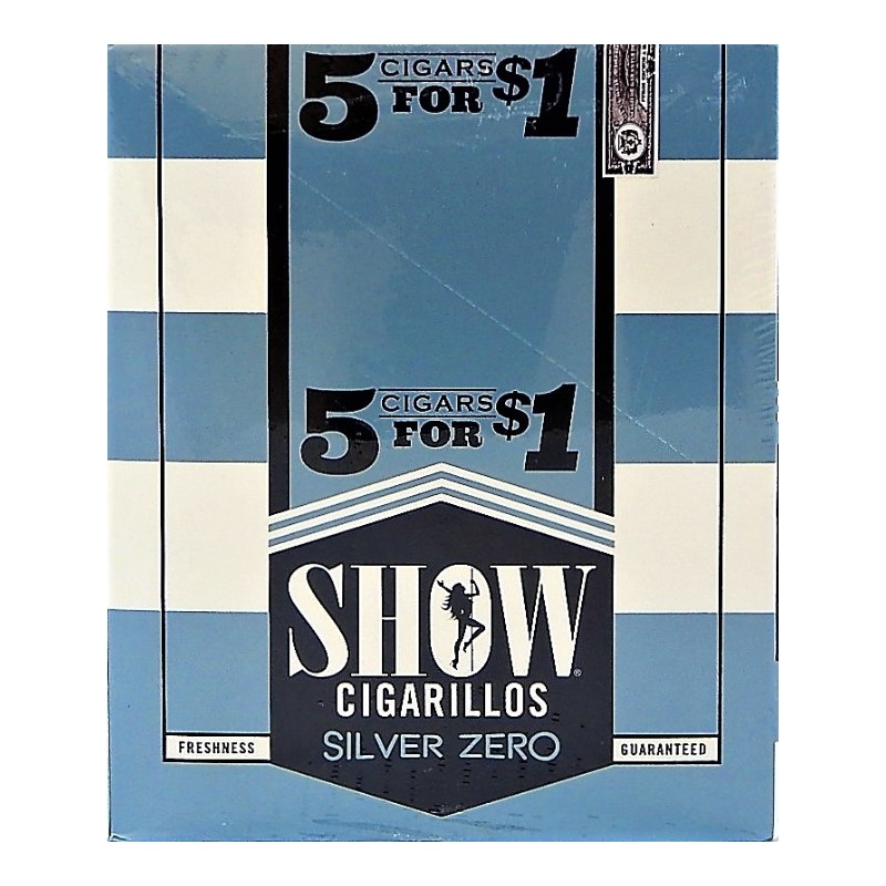 Show Silver Zero Cigarillos Show Silver Zero cigarillos box