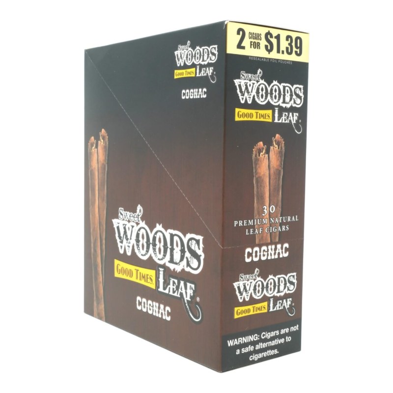 Sweet Woods Cognac Leaf Cigars Sweet Woods Cognac Leaf Cigars, box of 15 pouches of 2